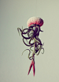 #花草艺术# 设计师 Cathy Van Hoang 把海胆壳作为花盆，和空气凤梨组合在一起。倒挂起来的形态犹如水母，栩栩如生。#设计秀#  @微博设计美学