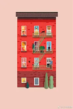 给出版社macmillan 明年春季即将出版的新书绘制了《lucky little things》封面封底，很早以前就绘制完成了大概是初夏时完成的，近日公开啦～封底就是这栋房子的背面 2美国·皇后区 ​​​​