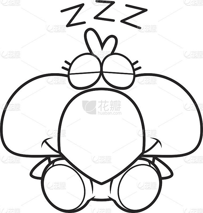 卡通蓝鸟打盹