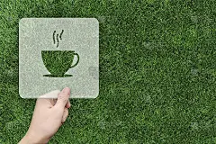 以绿草为背景的茶符号信息框
