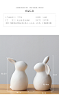 白色创意简约陶瓷可爱迷你兔子家居客厅摆件北欧ins陶瓷现代小号-淘宝网