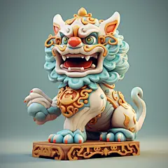 立体可爱狮子元素素材图AI图元素