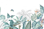 Greeny Tropical Leaves Wallpaper Mural - Wallpaper • Wallmur®