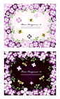 紫色浪漫花朵蜜蜂背景素材eps格式|背景|蝴蝶|花朵|精致|可编辑|浪漫|绿叶|矢量素材|素材|图片|文字|紫色