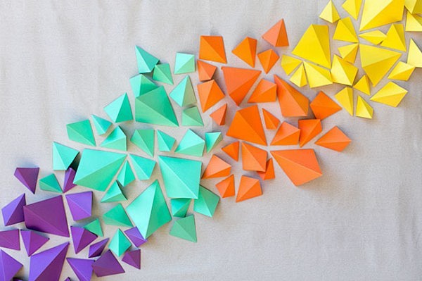 DIY折纸立体几何形状客厅电视背景墙手工...