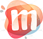 m letter logo at colorful watercolor splash
