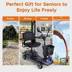 Amazon.com: ENGWE 4 Wheel Powered Mobility Scooter, 330Lbs Load Elderly Dechtable Wheelchair Device with Max 12.4Miles, 0~5.6 MPH Adjustable Speed, Heavy Duty All Terrain Electric Scooter for Senior Short Travel : Health &amp; Household