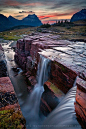 三瀑布，冰川国家公园，美国蒙大拿州