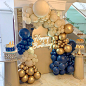 79/158pcs Matte Navy Natural Sand Chrome Gold Balloon Garland image 1