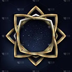 矢量图的夜满天星斗的天空，在它里面一个孤立黑金色复古框架.