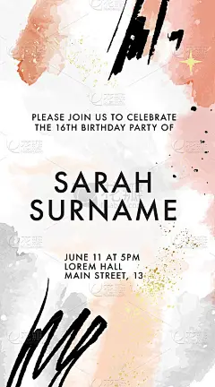 摘要请柬珊瑚灰色生日祝福，婚礼请柬，菜单，海报，横幅，水彩亚克力水墨质感框时尚设计