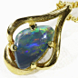 Solid Black Opal Set in 18K Yellow Gold Pendant CF 1296