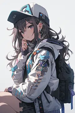 人物棒球帽运动帽女生图片插画