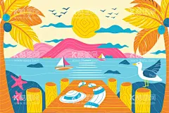 棕榈树叶背景  - 源文件下载【酷图网】海边,椰树,沙滩,海边背景,日落,棕榈树,热带,花卉,棕榈树叶,热带花卉,夏日花卉,海洋元素,芭蕉叶,棕榈树叶背景