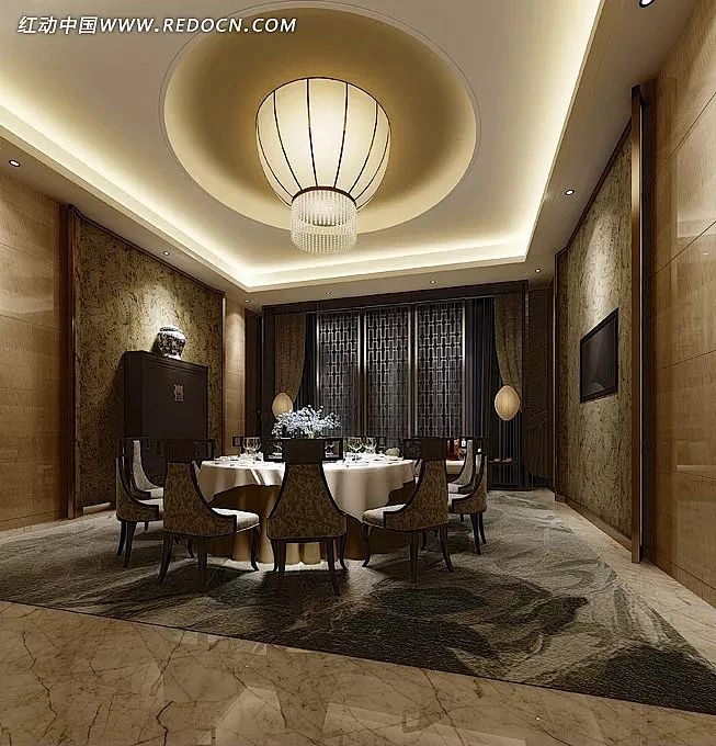 高端酒店餐厅包间效果图片3d模型|3d模型下载|3D素材|max|餐厅|高端|奢华|设计图|石材|室内设计|效果图片|装修图片-花瓣网
