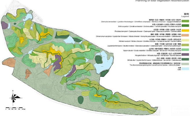 绿地设计规划及植被树种规划分析图