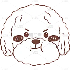 手绘-单色狗狗头像动物元素贴纸3