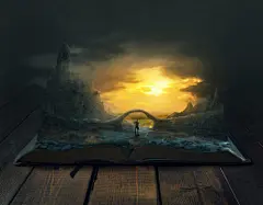 点击来源直接获取大图文件 |Walking through a book landscape