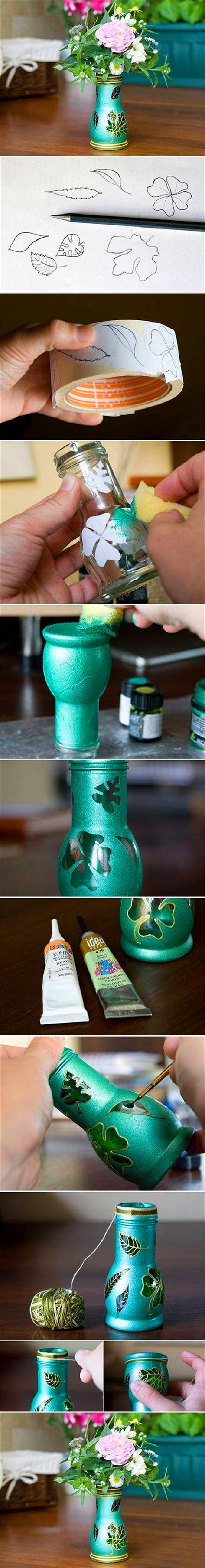 玻璃瓶绘画技巧，用剩的瓶瓶罐罐有救了#d...