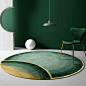 卡乐美 轻奢绿色渐变圆形地毯 现代简约北欧客厅茶几地垫网红卧室-tmall.com天猫