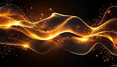 金光背景 | 图源免费大图 |Abstract golden wave. Lines with glowing particles on a black backdrop. Abstract digital background.