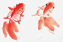 金鱼水墨卡通插画 平面电商 创意素材