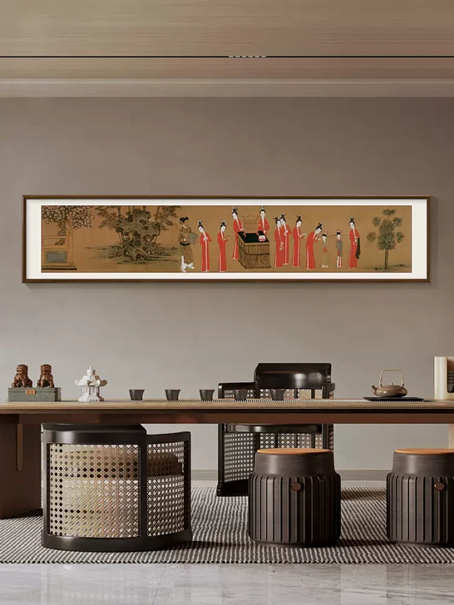 歌乐图新中式客厅挂画沙发背景墙装饰画国画古画名画书房茶室壁画-tmall.com天猫-花瓣网