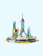 3D立体上海城市地标建筑旅游模型