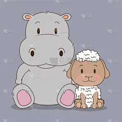 可爱的,绵羊,小的,性格,河马,生日,宠物,明信片,问候,淋浴