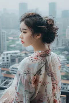 遥望远方阳光女生背影