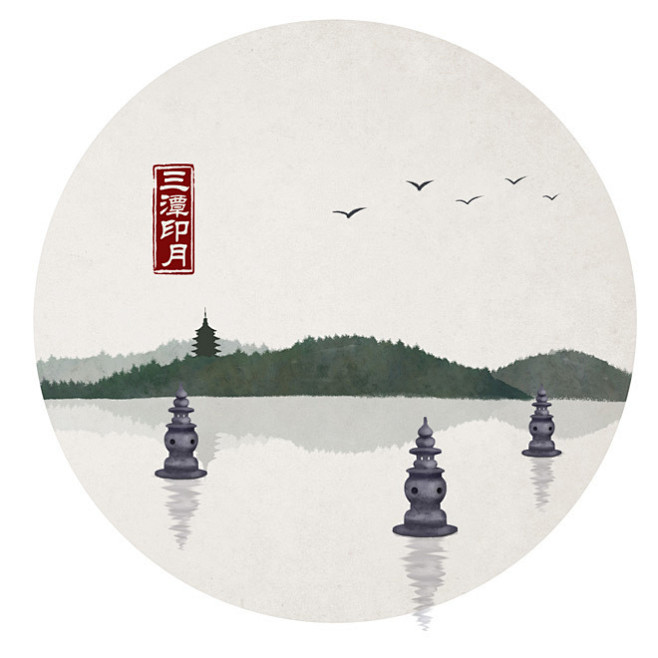 杭州西湖十景三潭印月