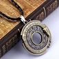 Unisex Metal Jewelry Amulet Pendant Necklace Lucky Protective Talisman Black Leather Chain For Men Women