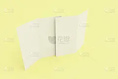 折叠的,白色,小册子,空白的,数字2,黄色背景,贺卡,水平画幅,无人,绘画插图