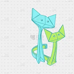 可爱的,折纸工艺,猫,一见钟情,分离着色,白色,宠物,创造力,自然,画画