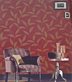 长沙墙纸/ 温馨田园 树叶 带亮片客厅电视背景壁纸-淘宝网