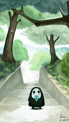 可爱Q版无脸男高清手机壁纸