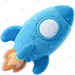常规宇宙系列立体感毛绒火箭元素贴纸