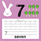 Number seven, card for kids learning to count and 