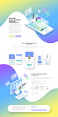 流动渐变移动手机APP介绍网页PSD模板Mobile APP web template#tiw176f5603 :