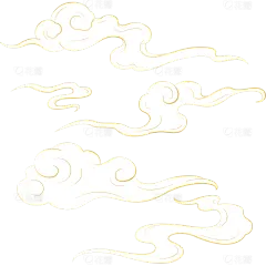 常规金色描边多朵祥云贴纸