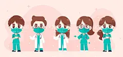 手绘医生  - 源文件下载【酷图网】医生,可爱,医护人员,Q版,卡通医生,白衣天使,医疗宣传,大夫,Q版医生,卡通人物,手绘医生,矢量,表情包,防护,口罩,戴口罩,医务工作者,打针