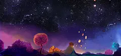 手绘,夜空,孔明灯,海报banner,卡通,童趣图库,png图片,网,图片素材,背景素材,86759@飞天胖虎