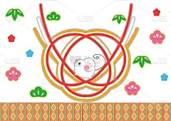 鼠年,贺卡,新年前夕,绘画插图,日本,新年卡,欧洲赤松,可爱的,2020,模板