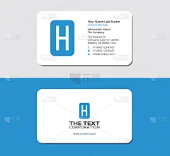 名片,彩色图片,英文字母H,蓝色,办公用品,白色,商务,职权,数据,字母