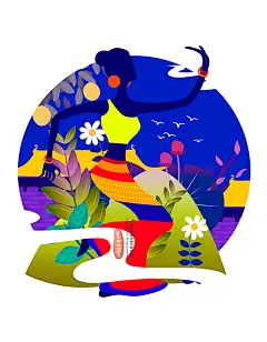 香沫咖啡奶茶原创小青柑普洱茶手绘茶叶包装插画