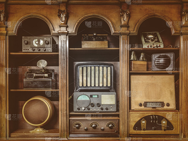 过时的,收音机,贞德,阶调图片,棕褐色调...