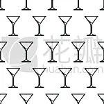 黑色,马提尼酒杯,四方连续纹样,白色,式样,华丽的,图像,矢量,剪影,重复