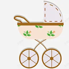 花朵图案卡通婴儿车 创意素材