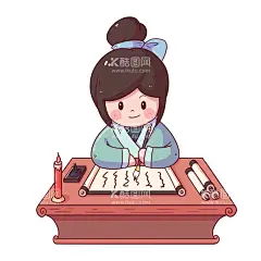  古装练字人物   - 源文件下载【酷图网】寒假,培训,古装,练字,卡通人物,元素,