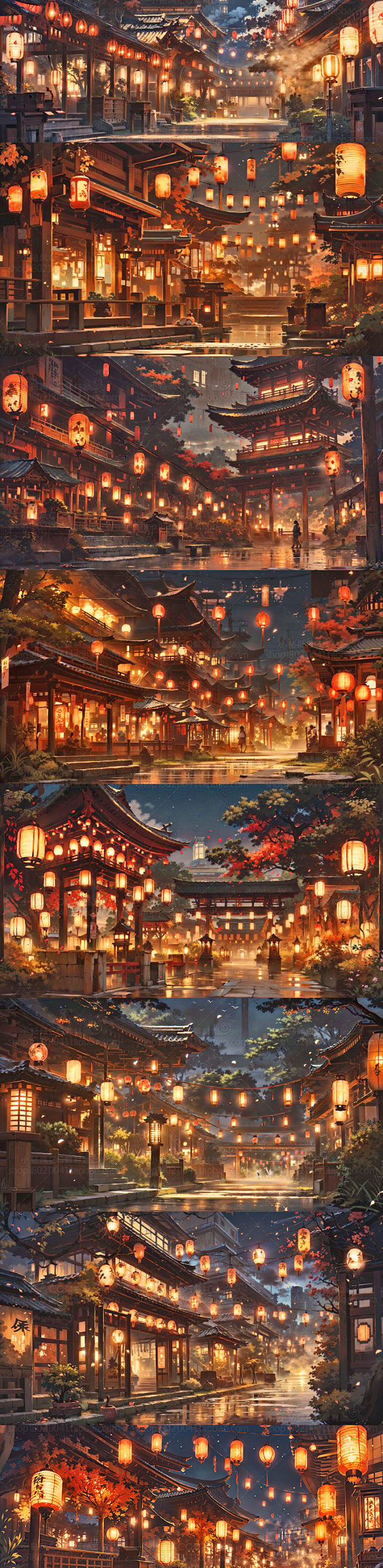 AI古风繁华夜景插画素材 灯笼场景设定 影视游戏概念设计背景临摹-淘宝网